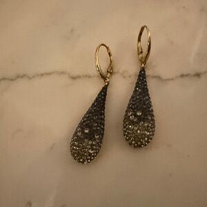 Swarovski Gold and Black Teardrop Earrings